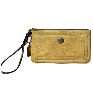 Coach Leather Wristlet Yellow Small Leather Bag